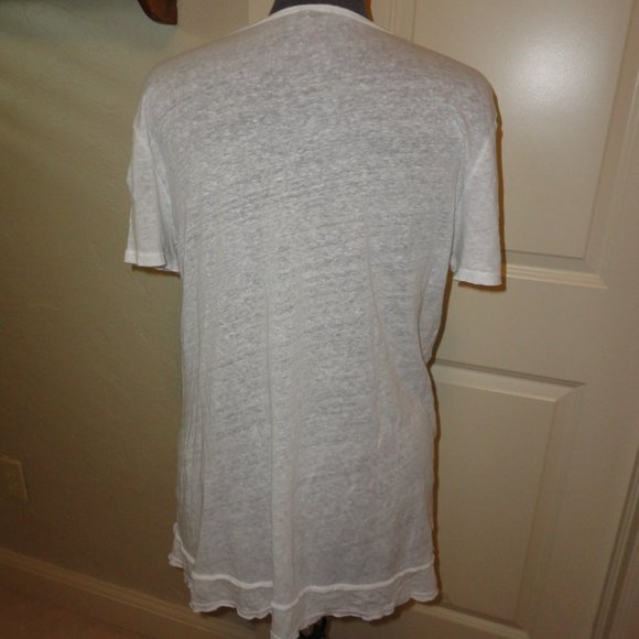 XCVI Women's White Short-Sleeve White Linen Blouse w/ Side Ties Size S - Picture 4 of 6